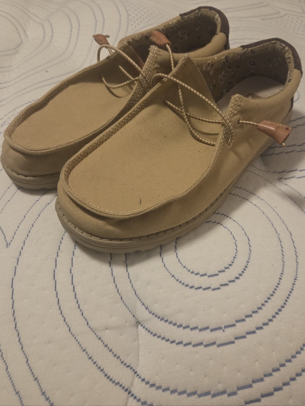 Hey Dude Men’s Tan Canvas Slip-On Loafers